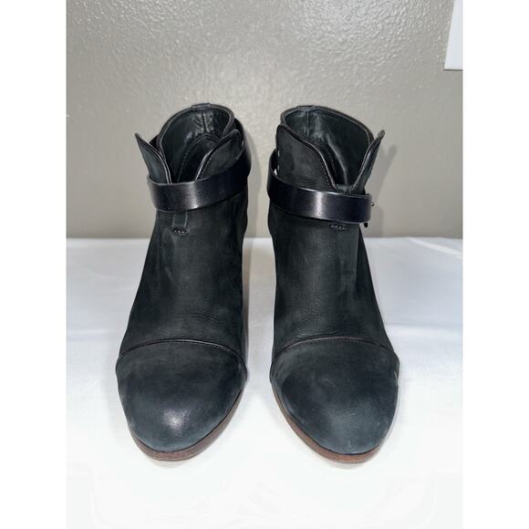 Rag and Bone Harrow Black Suede High Heeled Ankle Boots Straps Sz EU 40 / US 10 - Picture 3 of 14